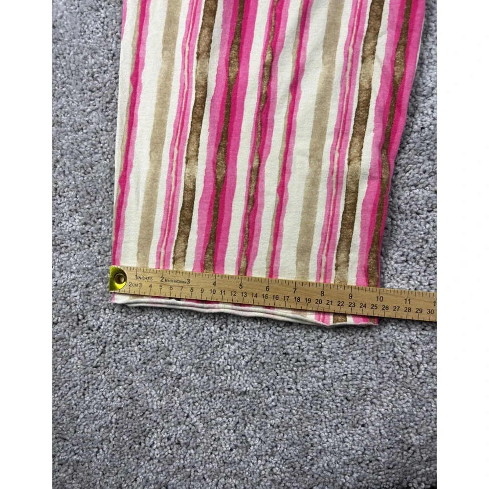 Life is Good Womens Pink Tan Striped Cotton Pajama Lounge Pants Size M